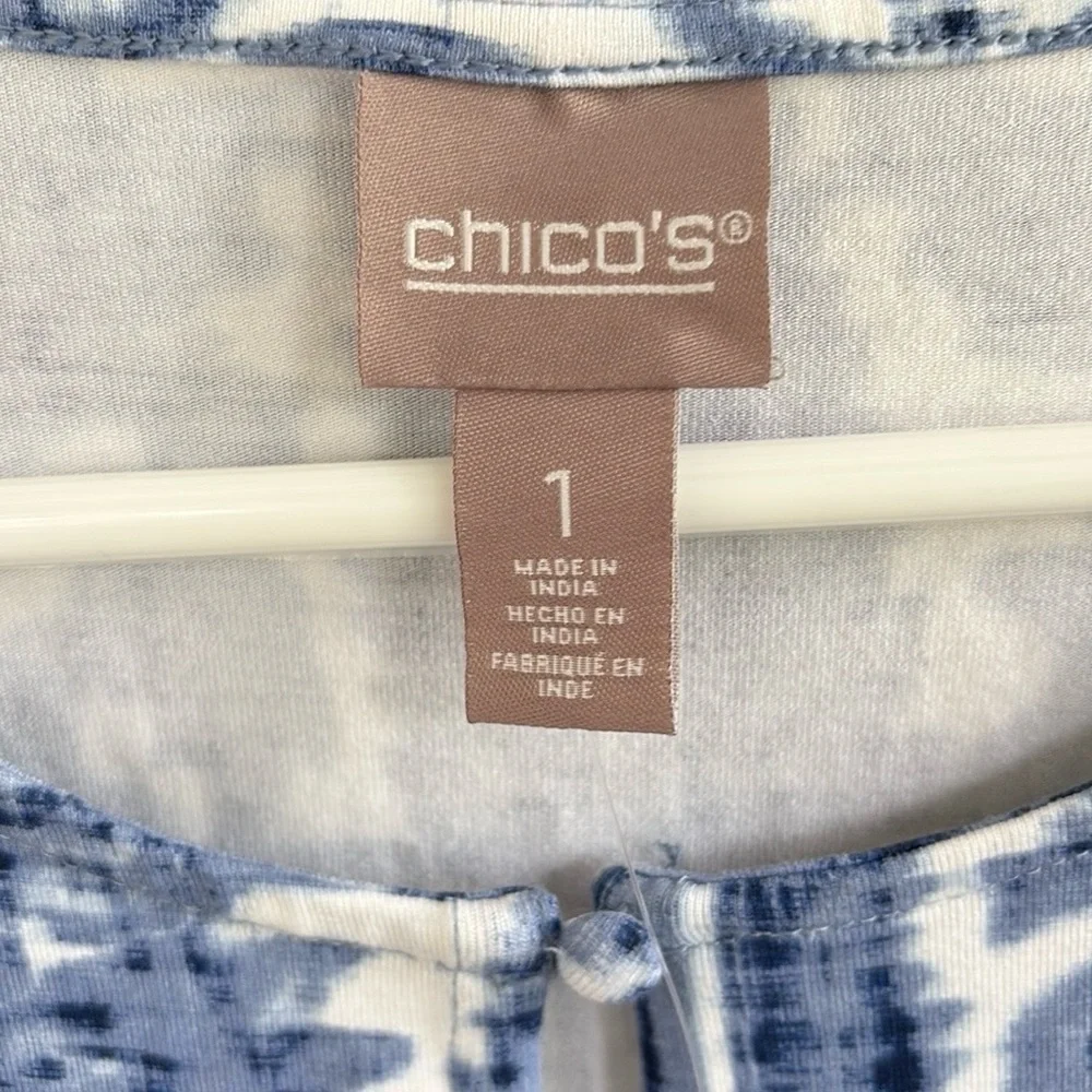 NWT Chico’s Brandi Midi Dress Royal Oak Blue White Size Medium